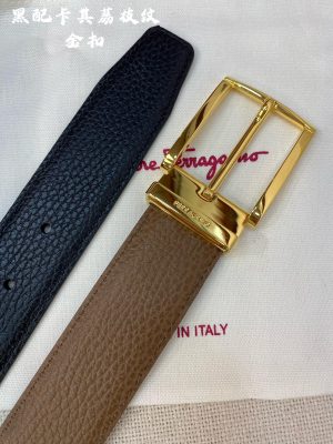 Ferragamo chiều rộng 3.5cm thiết kế cao cấp dây đai đàn ông nhập khẩu da bò hai mặt
