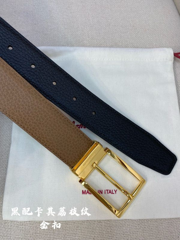 Ferragamo chiều rộng 3.5cm thiết kế cao cấp dây đai đàn ông nhập khẩu da bò hai mặt