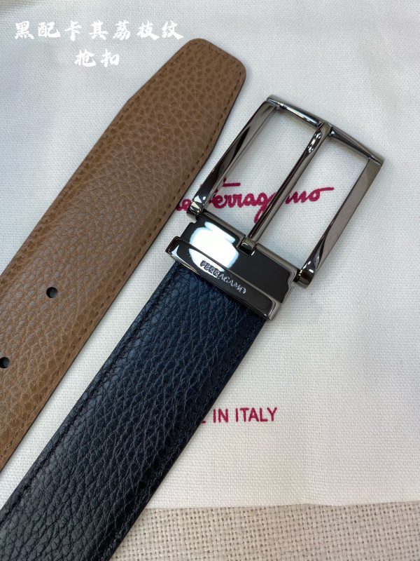 Ferragamo chiều rộng 3.5cm thiết kế cao cấp dây đai đàn ông nhập khẩu da bò hai mặt
