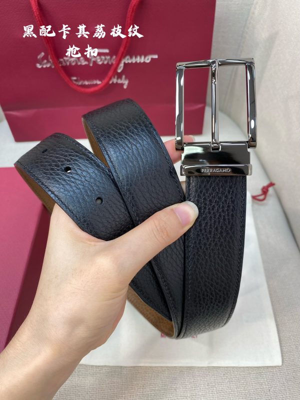 Ferragamo chiều rộng 3.5cm thiết kế cao cấp dây đai đàn ông nhập khẩu da bò hai mặt