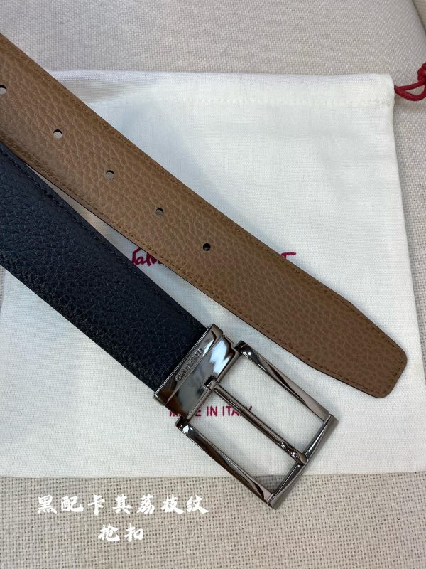 Ferragamo chiều rộng 3.5cm thiết kế cao cấp dây đai đàn ông nhập khẩu da bò hai mặt