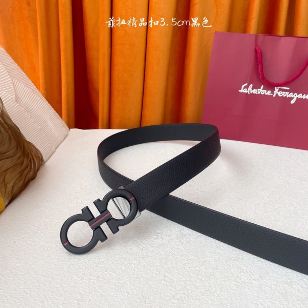 Ferragamo chiều rộng 3.5cm thiết kế cao cấp dây đai đàn ông nhập khẩu da bò hai mặt