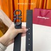 Ferragamo chiều rộng 3.5cm thiết kế cao cấp dây đai đàn ông nhập khẩu da bò hai mặt