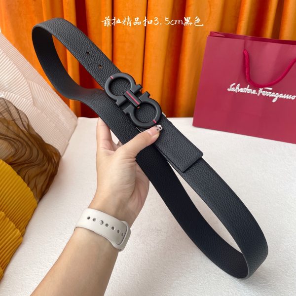 Ferragamo chiều rộng 3.5cm thiết kế cao cấp dây đai đàn ông nhập khẩu da bò hai mặt
