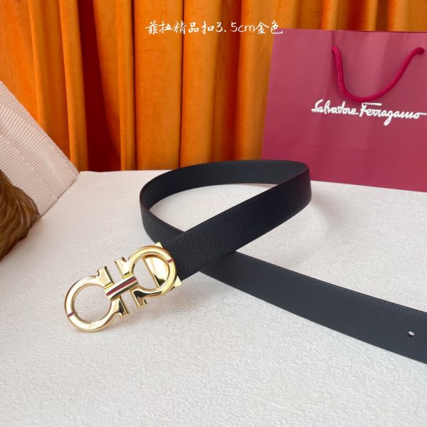 Ferragamo chiều rộng 3.5cm thiết kế cao cấp dây đai đàn ông nhập khẩu da bò hai mặt