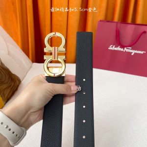 Ferragamo chiều rộng 3.5cm thiết kế cao cấp dây đai đàn ông nhập khẩu da bò hai mặt