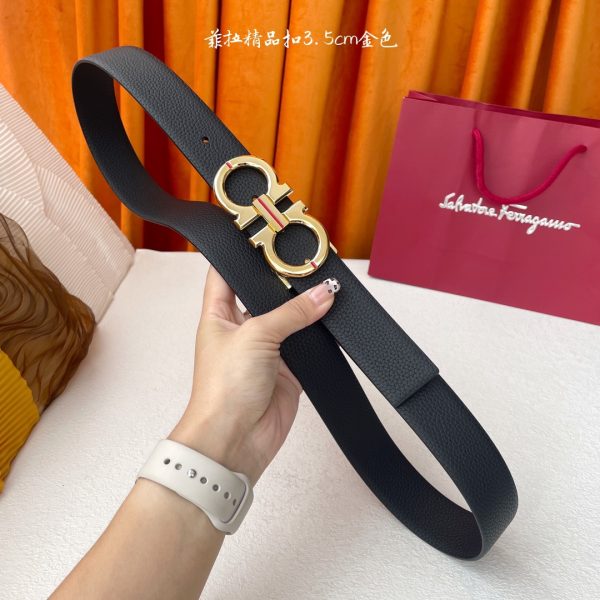 Ferragamo chiều rộng 3.5cm thiết kế cao cấp dây đai đàn ông nhập khẩu da bò hai mặt