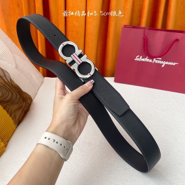 Ferragamo chiều rộng 3.5cm thiết kế cao cấp dây đai đàn ông nhập khẩu da bò hai mặt