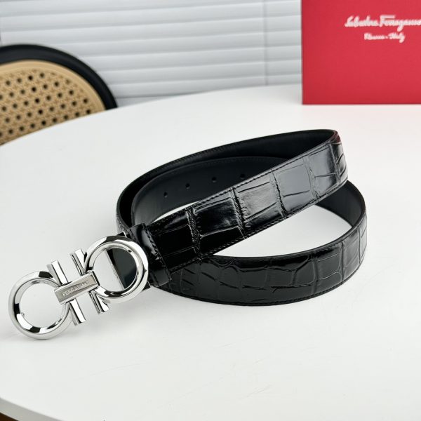 Ferragamo chiều rộng 3.5cm thiết kế cao cấp dây đai đàn ông nhập khẩu da bò hai mặt