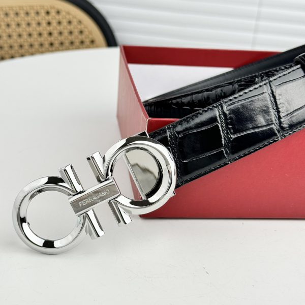 Ferragamo chiều rộng 3.5cm thiết kế cao cấp dây đai đàn ông nhập khẩu da bò hai mặt