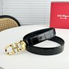 Ferragamo chiều rộng 3.5cm thiết kế cao cấp dây đai đàn ông nhập khẩu da bò hai mặt