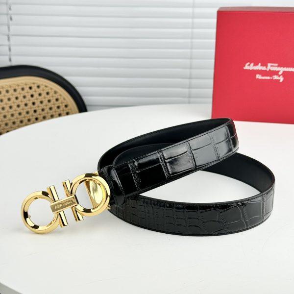 Ferragamo chiều rộng 3.5cm thiết kế cao cấp dây đai đàn ông nhập khẩu da bò hai mặt