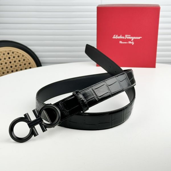 Ferragamo chiều rộng 3.5cm thiết kế cao cấp dây đai đàn ông nhập khẩu da bò hai mặt