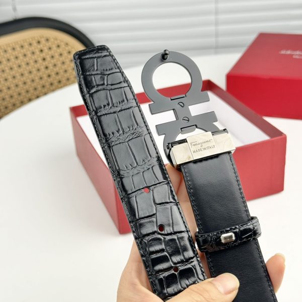 Ferragamo chiều rộng 3.5cm thiết kế cao cấp dây đai đàn ông nhập khẩu da bò hai mặt