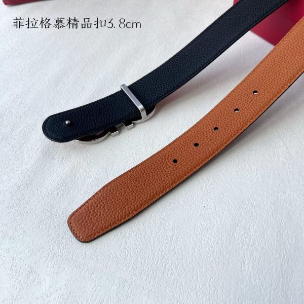 Ferragamo chiều rộng 3.8cm thiết kế cao cấp dây đai đàn ông nhập khẩu da bò hai mặt