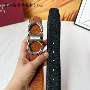 Ferragamo chiều rộng 3.8cm thiết kế cao cấp dây đai đàn ông nhập khẩu da bò hai mặt