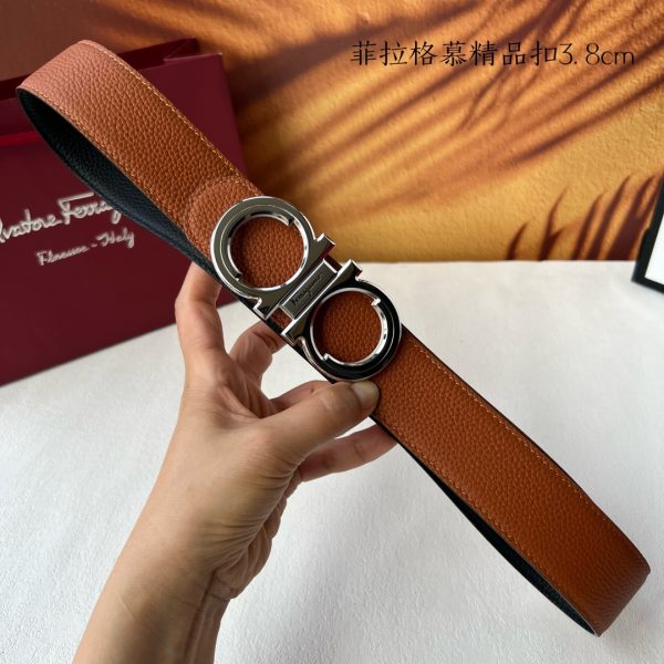 Ferragamo chiều rộng 3.8cm thiết kế cao cấp dây đai đàn ông nhập khẩu da bò hai mặt