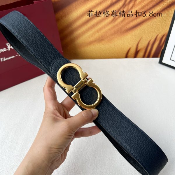 Ferragamo chiều rộng 3.8cm thiết kế cao cấp dây đai đàn ông nhập khẩu da bò hai mặt