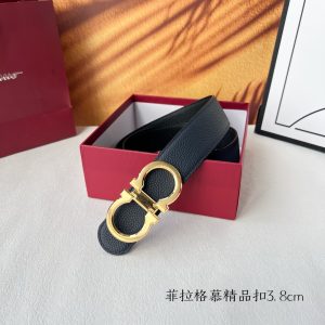 Ferragamo chiều rộng 3.8cm thiết kế cao cấp dây đai đàn ông nhập khẩu da bò hai mặt