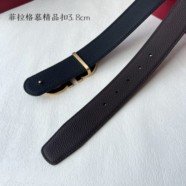 Ferragamo chiều rộng 3.8cm thiết kế cao cấp dây đai đàn ông nhập khẩu da bò hai mặt