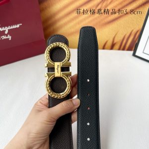 Ferragamo chiều rộng 3.8cm thiết kế cao cấp dây đai đàn ông nhập khẩu da bò hai mặt