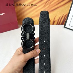 Ferragamo chiều rộng 3.8cm thiết kế cao cấp dây đai đàn ông nhập khẩu da bò hai mặt