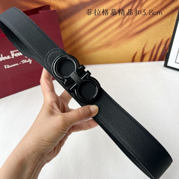 Ferragamo chiều rộng 3.8cm thiết kế cao cấp dây đai đàn ông nhập khẩu da bò hai mặt