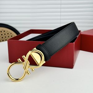 Ferragamo chiều rộng 3.5cm thiết kế cao cấp dây đai đàn ông nhập khẩu da bò hai mặt