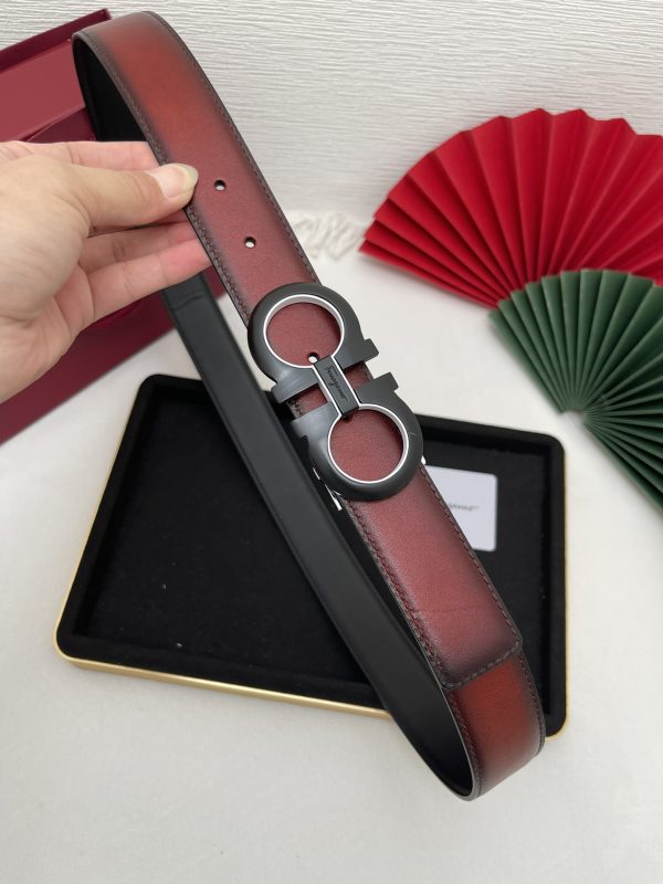 Ferragamo chiều rộng 3.5cm thiết kế cao cấp dây đai đàn ông nhập khẩu da bò hai mặt