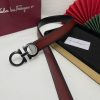 Ferragamo chiều rộng 3.5cm thiết kế cao cấp dây đai đàn ông nhập khẩu da bò hai mặt