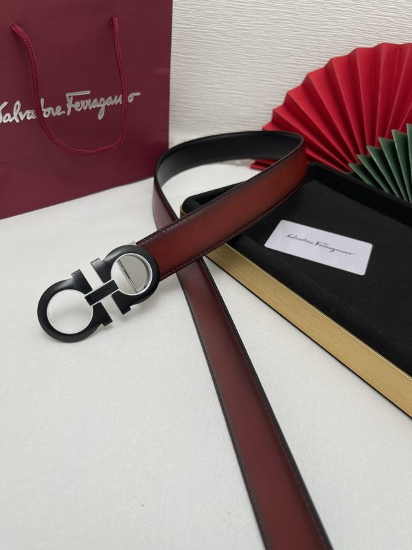Ferragamo chiều rộng 3.5cm thiết kế cao cấp dây đai đàn ông nhập khẩu da bò hai mặt