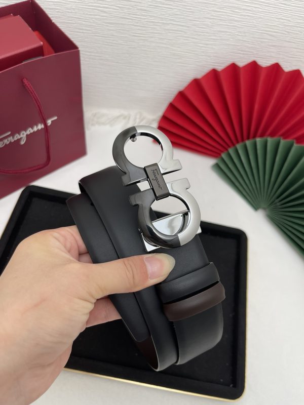 Ferragamo chiều rộng 3.5cm thiết kế cao cấp dây đai đàn ông nhập khẩu da bò hai mặt