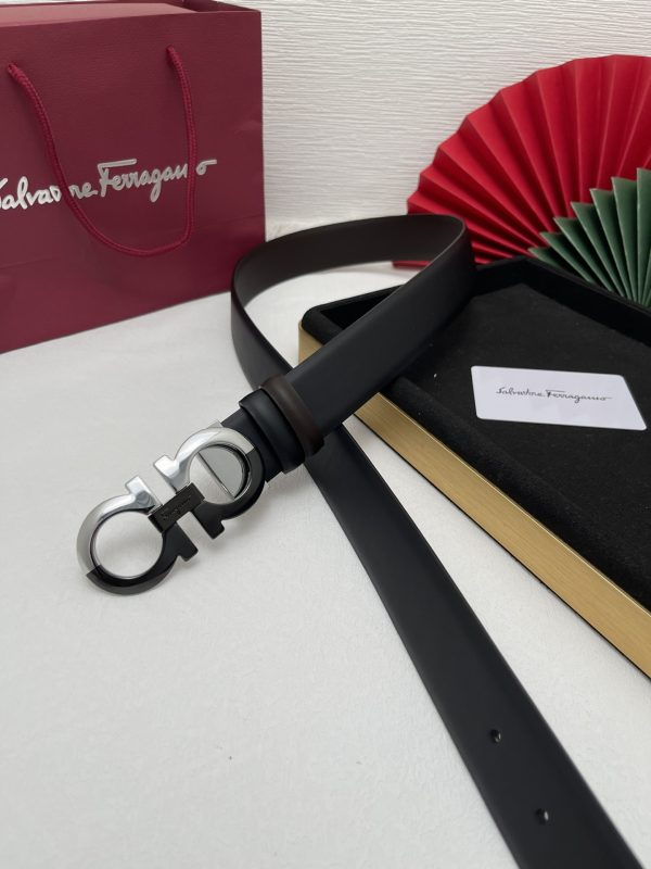 Ferragamo chiều rộng 3.5cm thiết kế cao cấp dây đai đàn ông nhập khẩu da bò hai mặt