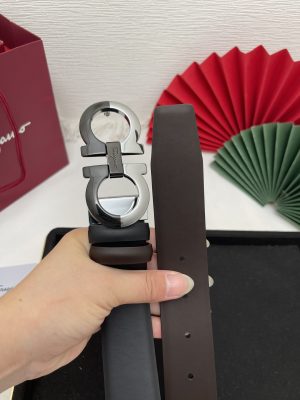 Ferragamo chiều rộng 3.5cm thiết kế cao cấp dây đai đàn ông nhập khẩu da bò hai mặt