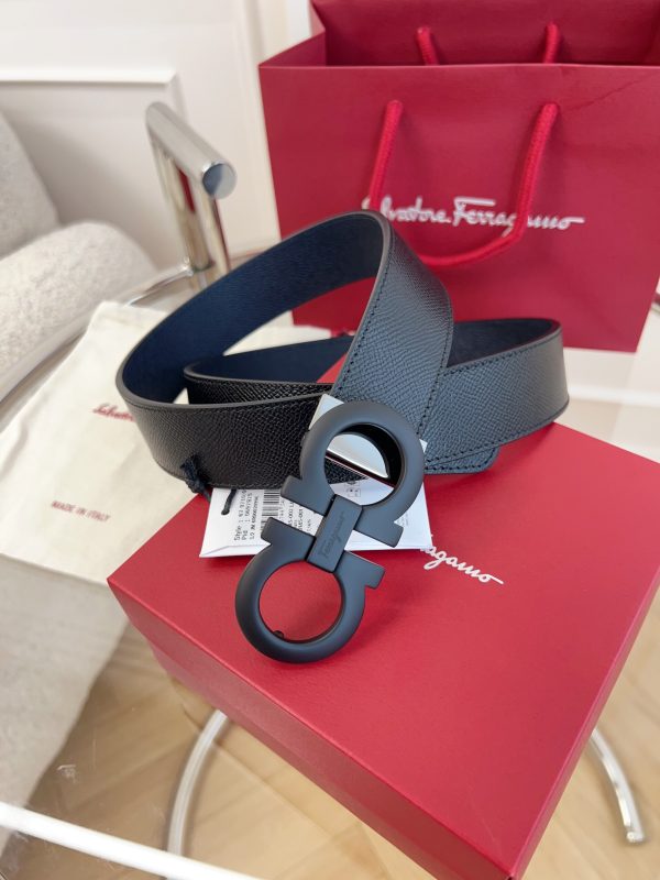 Ferragamo chiều rộng 3.5cm thiết kế cao cấp dây đai đàn ông nhập khẩu da bò hai mặt