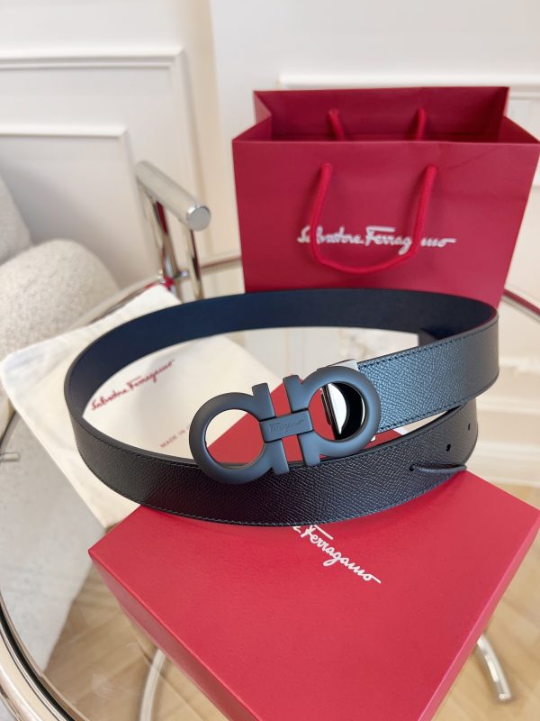 Ferragamo chiều rộng 3.5cm thiết kế cao cấp dây đai đàn ông nhập khẩu da bò hai mặt