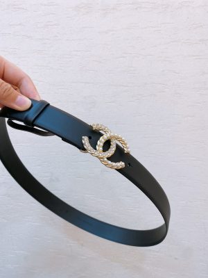 chanel ngọc trai nhập khẩu hai mặt dây đai da bò 3.0cm