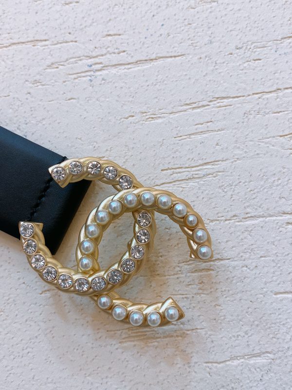 chanel ngọc trai nhập khẩu hai mặt dây đai da bò 3.0cm
