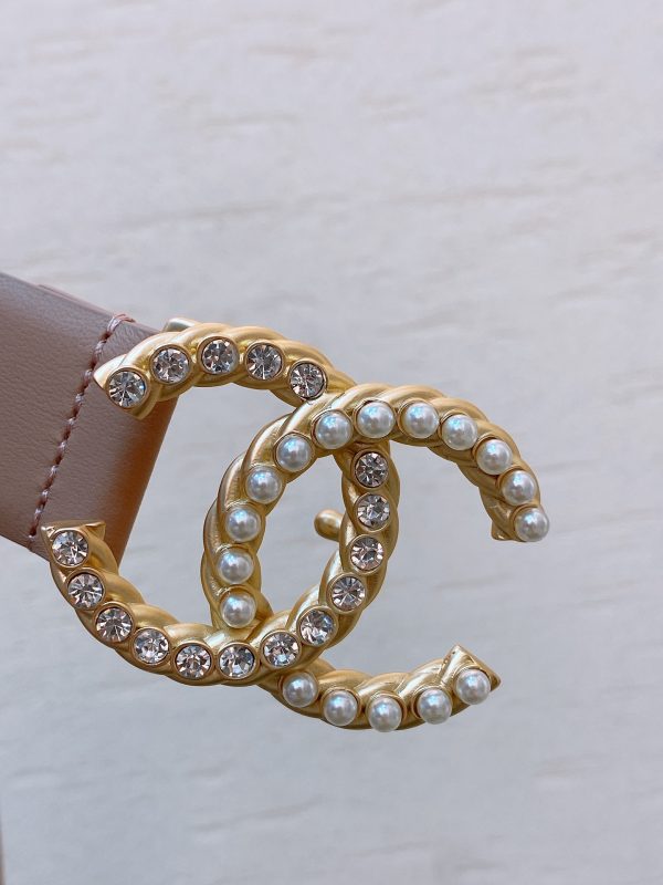 chanel ngọc trai nhập khẩu hai mặt dây đai da bò 3.0cm