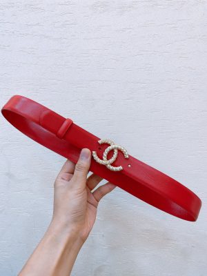 chanel ngọc trai nhập khẩu hai mặt dây đai da bò 3.0cm