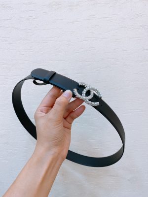chanel ngọc trai nhập khẩu hai mặt dây đai da bò 3.0cm