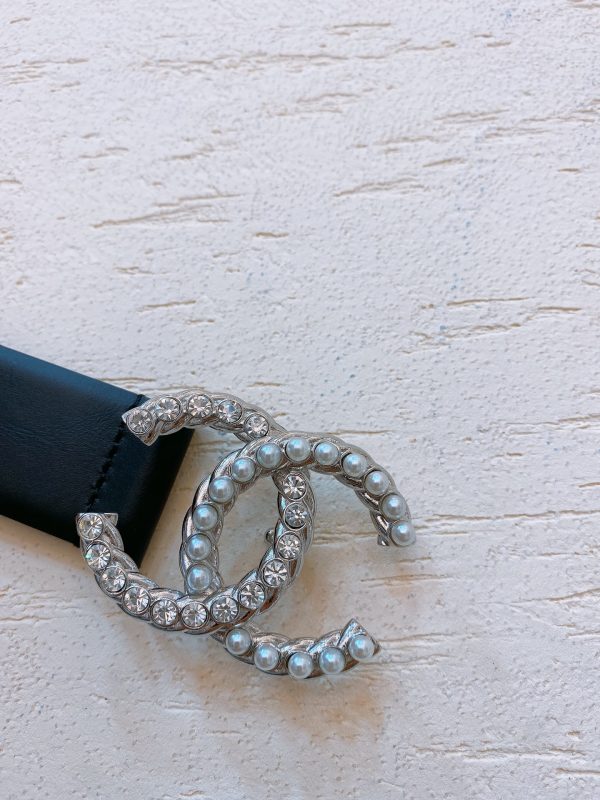 chanel ngọc trai nhập khẩu hai mặt dây đai da bò 3.0cm