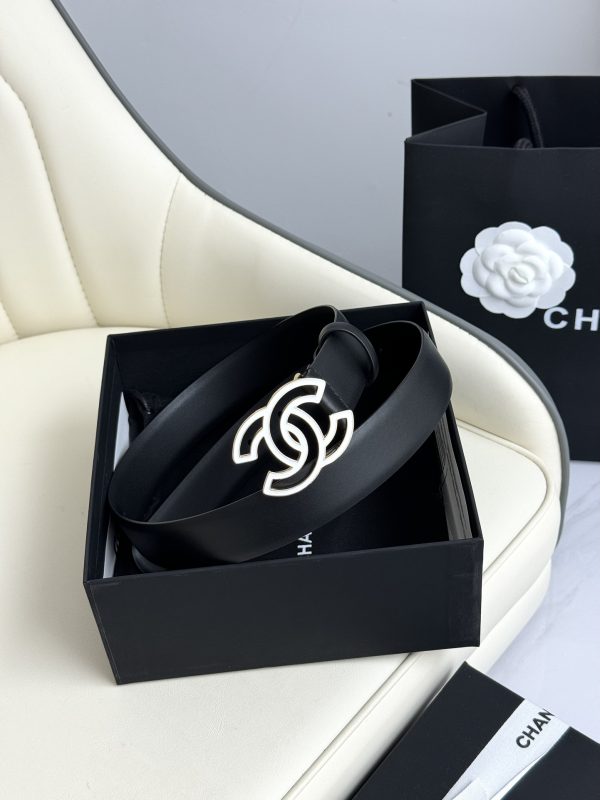 Chanel, nút bấm nước chính xác, da gốc Ý, rộng 3.0cm