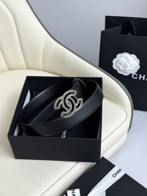Chanel, nút bấm nước chính xác, da gốc Ý, rộng 3.0cm