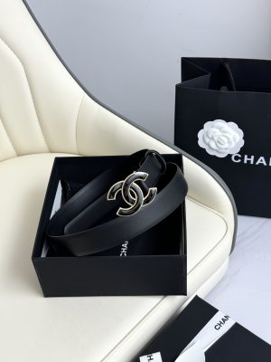 Chanel, nút bấm nước chính xác, da gốc Ý, rộng 3.0cm