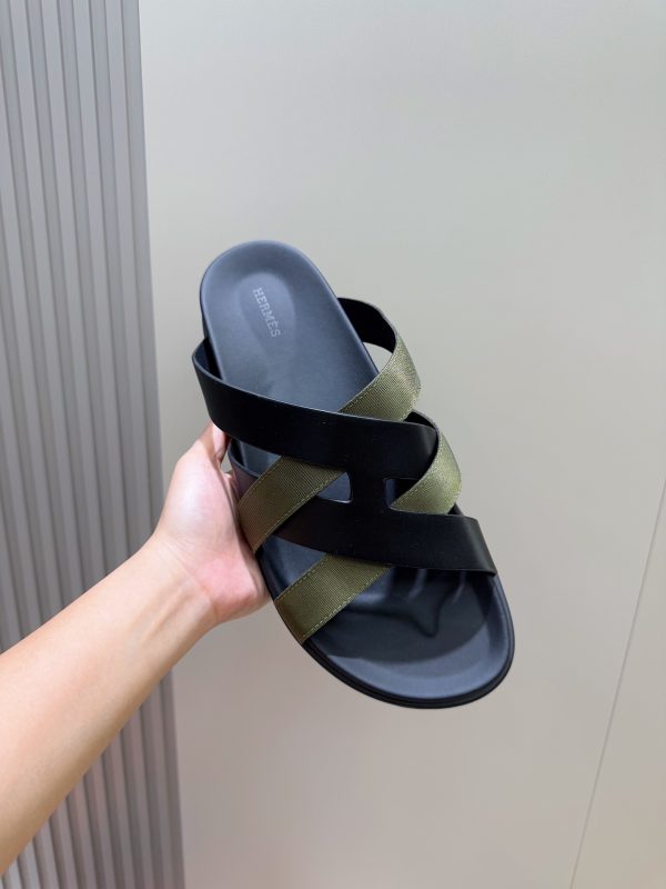 Hermes người đàn ông, dép Kazimir-một đan dệt chất lượng cao, máy móc da bò, dép