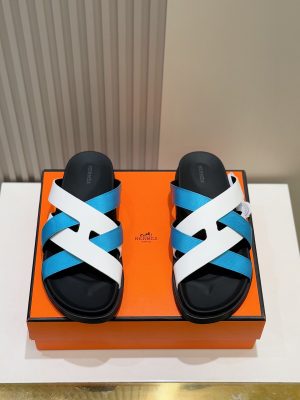 Hermes người đàn ông, dép Kazimir-một đan dệt chất lượng cao, máy móc da bò, dép