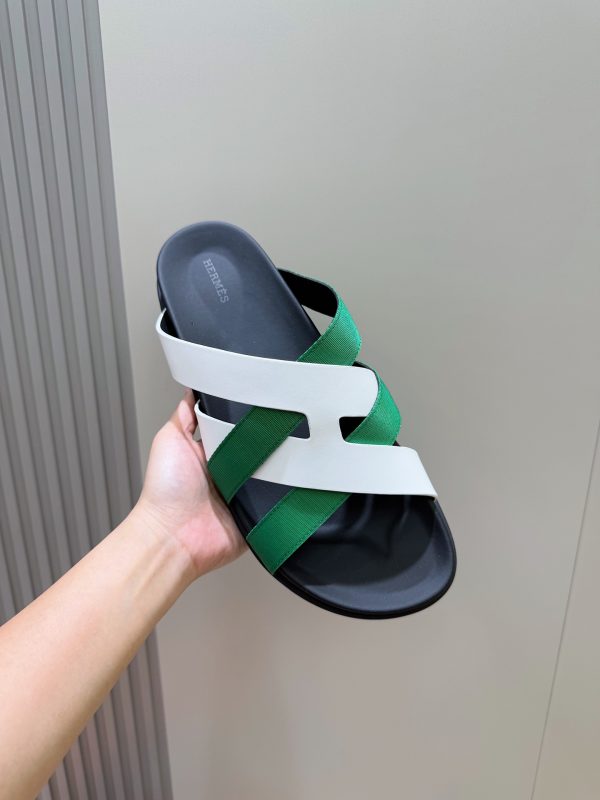 Hermes người đàn ông, dép Kazimir-một đan dệt chất lượng cao, máy móc da bò, dép