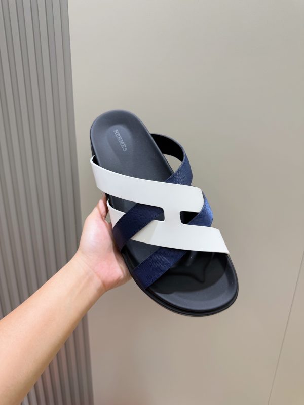 Hermes người đàn ông, dép Kazimir-một đan dệt chất lượng cao, máy móc da bò, dép