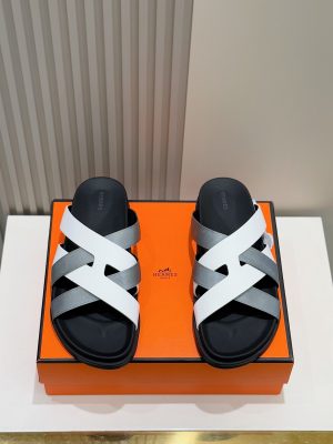 Hermes người đàn ông, dép Kazimir-một đan dệt chất lượng cao, máy móc da bò, dép